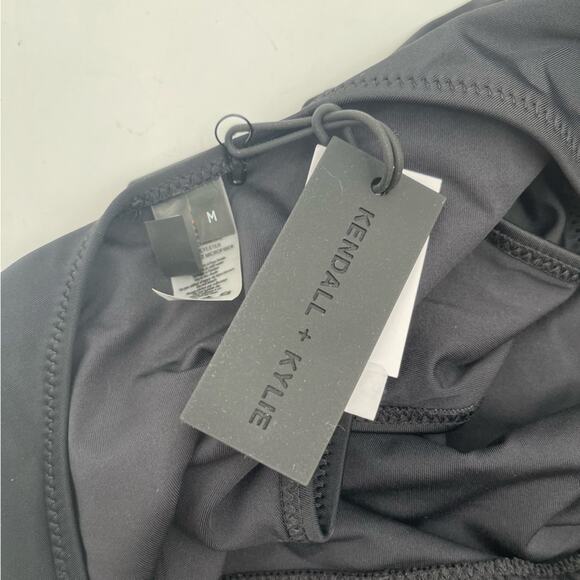 KENDALL +KYLIE Swimsuit One Piece Plunge Black Sexy Beach Swim Tie NWT Medium - Picture 5 of 12